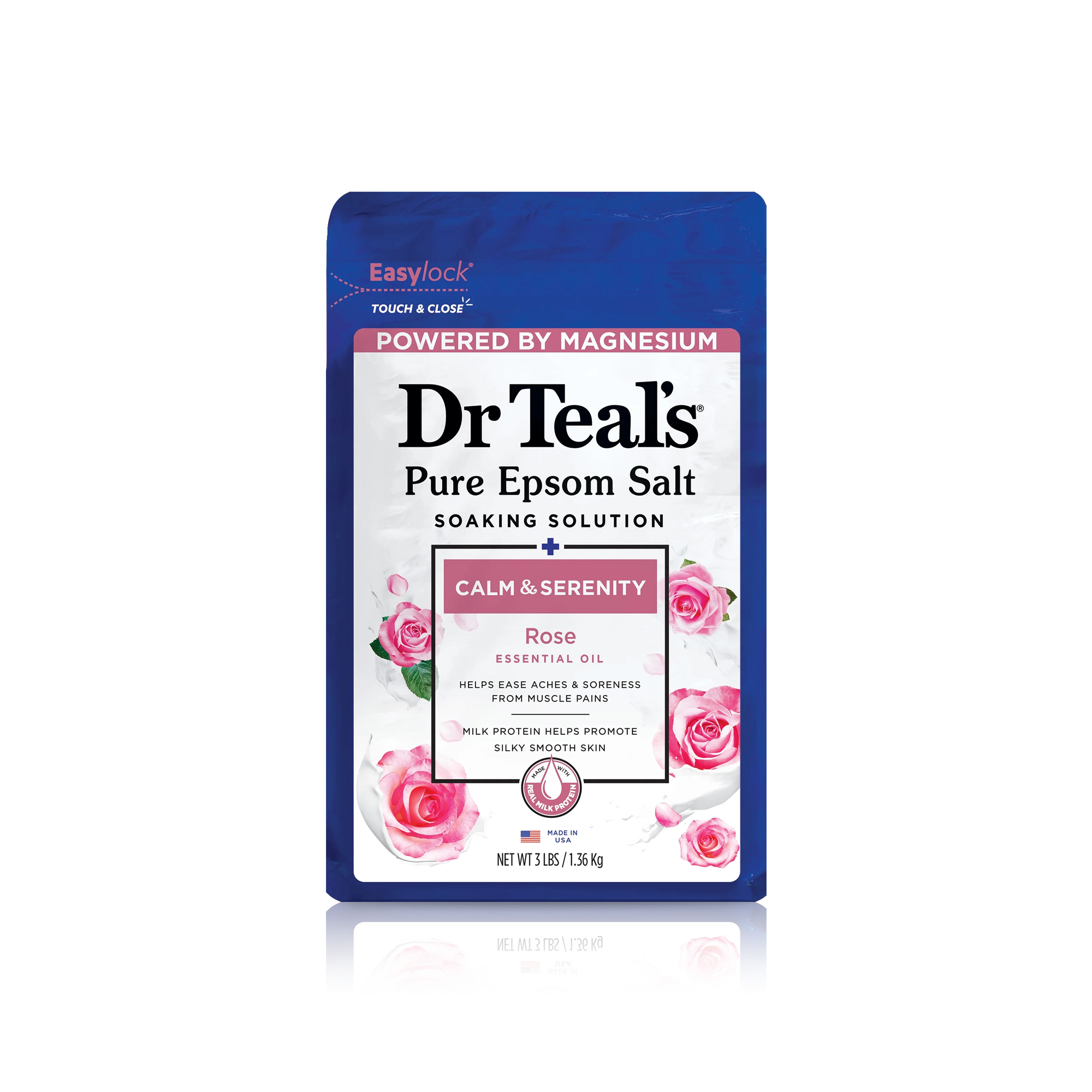 Epsom Salt Magnesium Soak, Calm & Serenity with Rose Essential Oil & Milk Protein