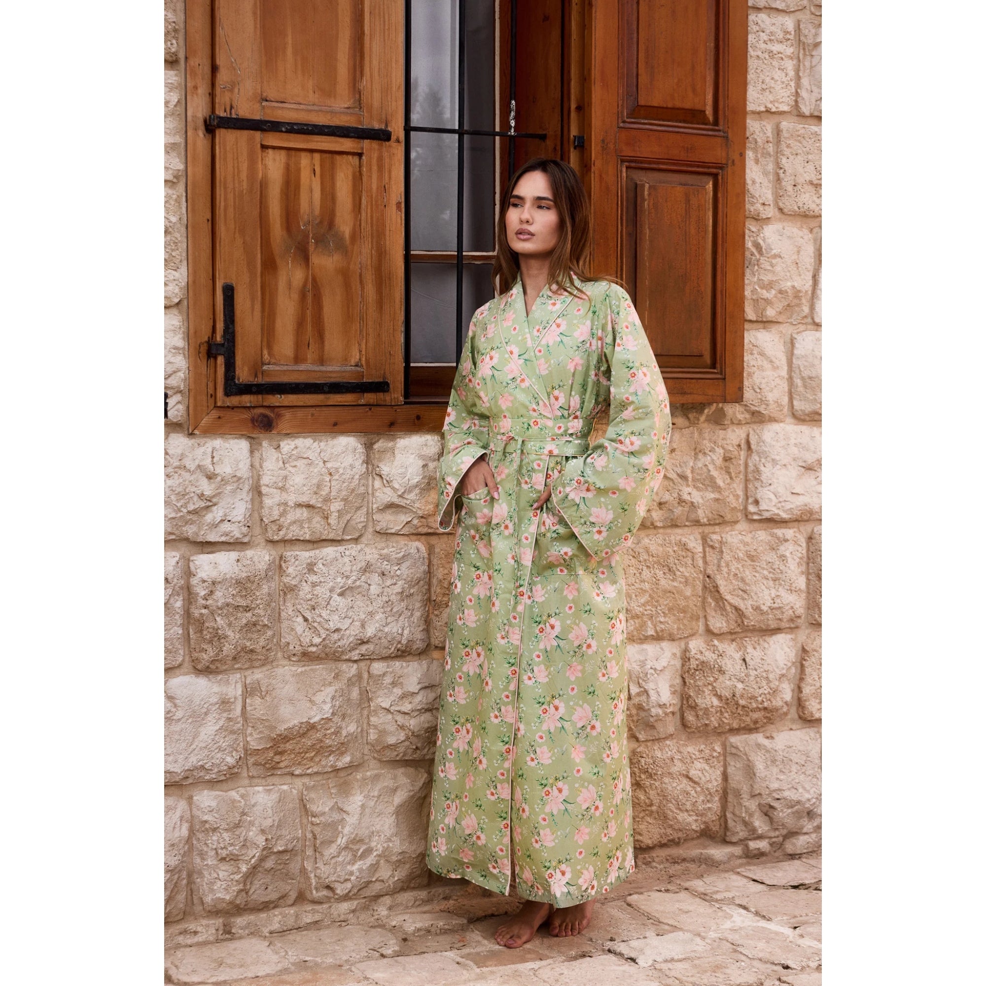 Green Floral Maxi Robe