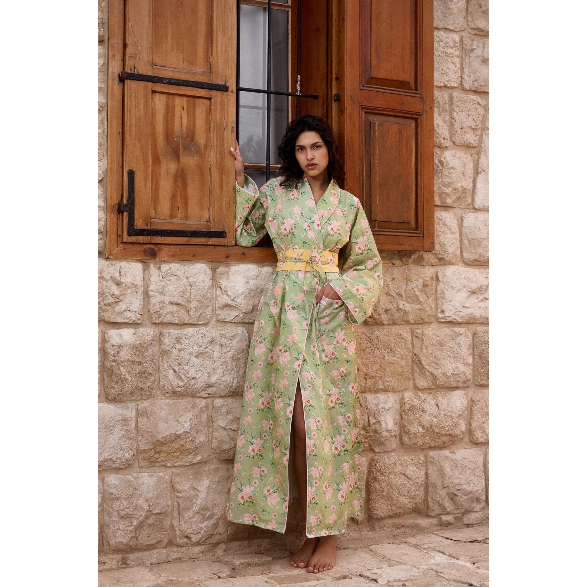 Green Floral Maxi Robe