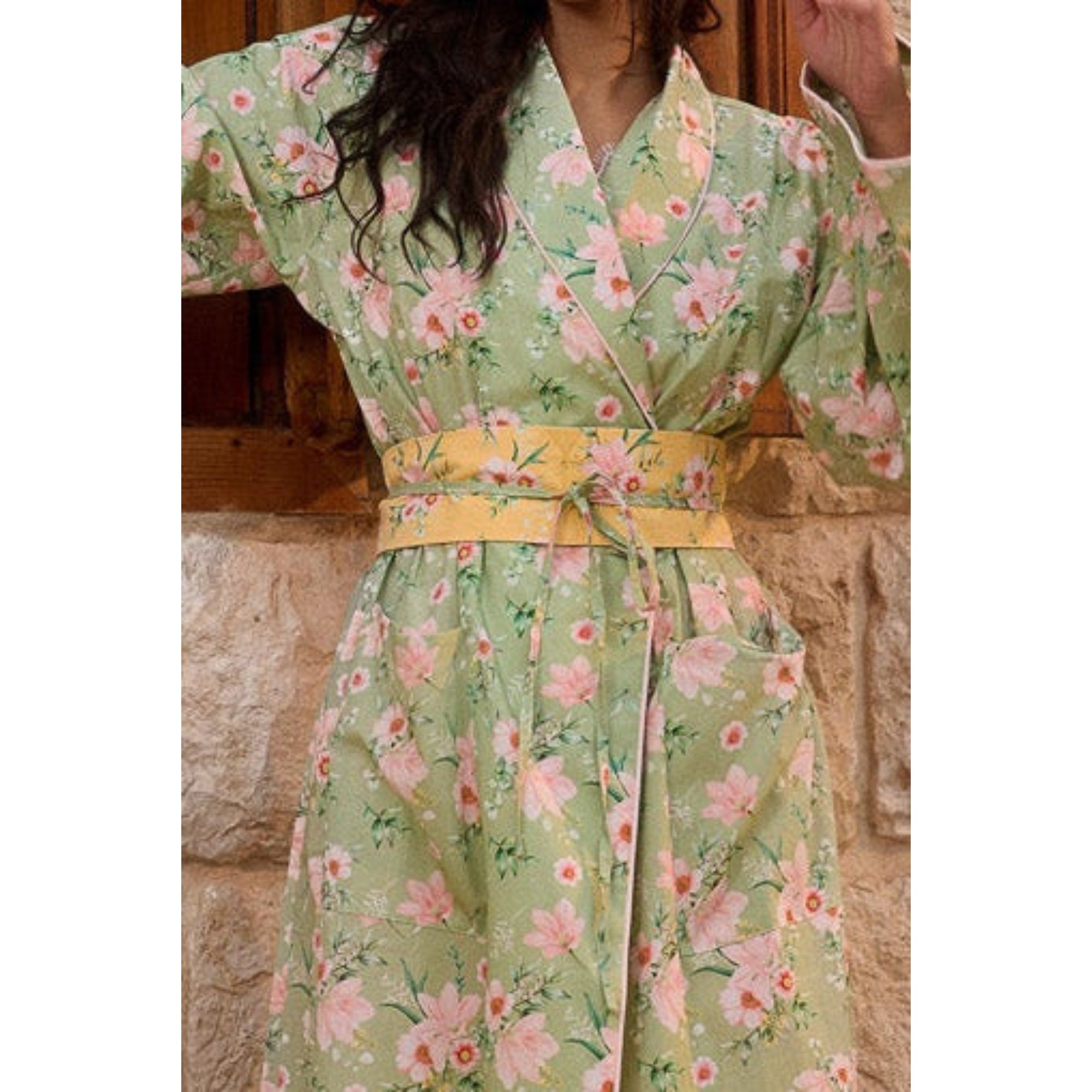 Green Floral Maxi Robe