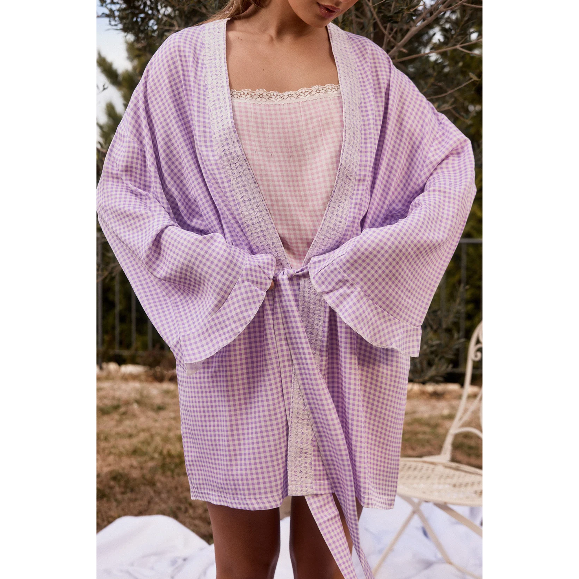 Lilac Checkered Robe