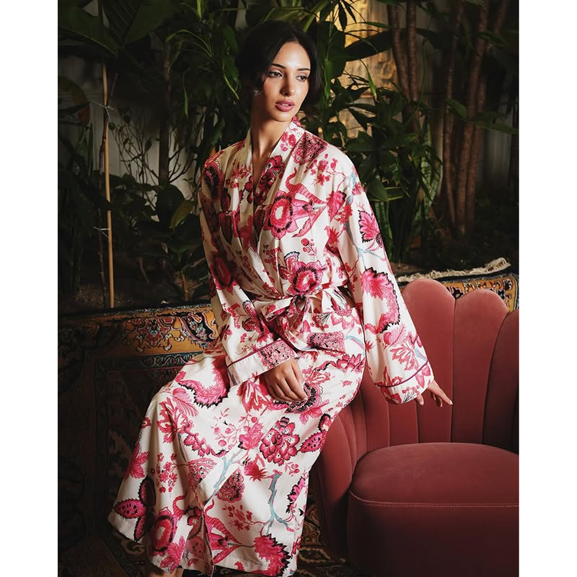 Summer Cotton Robe with a floral pattern