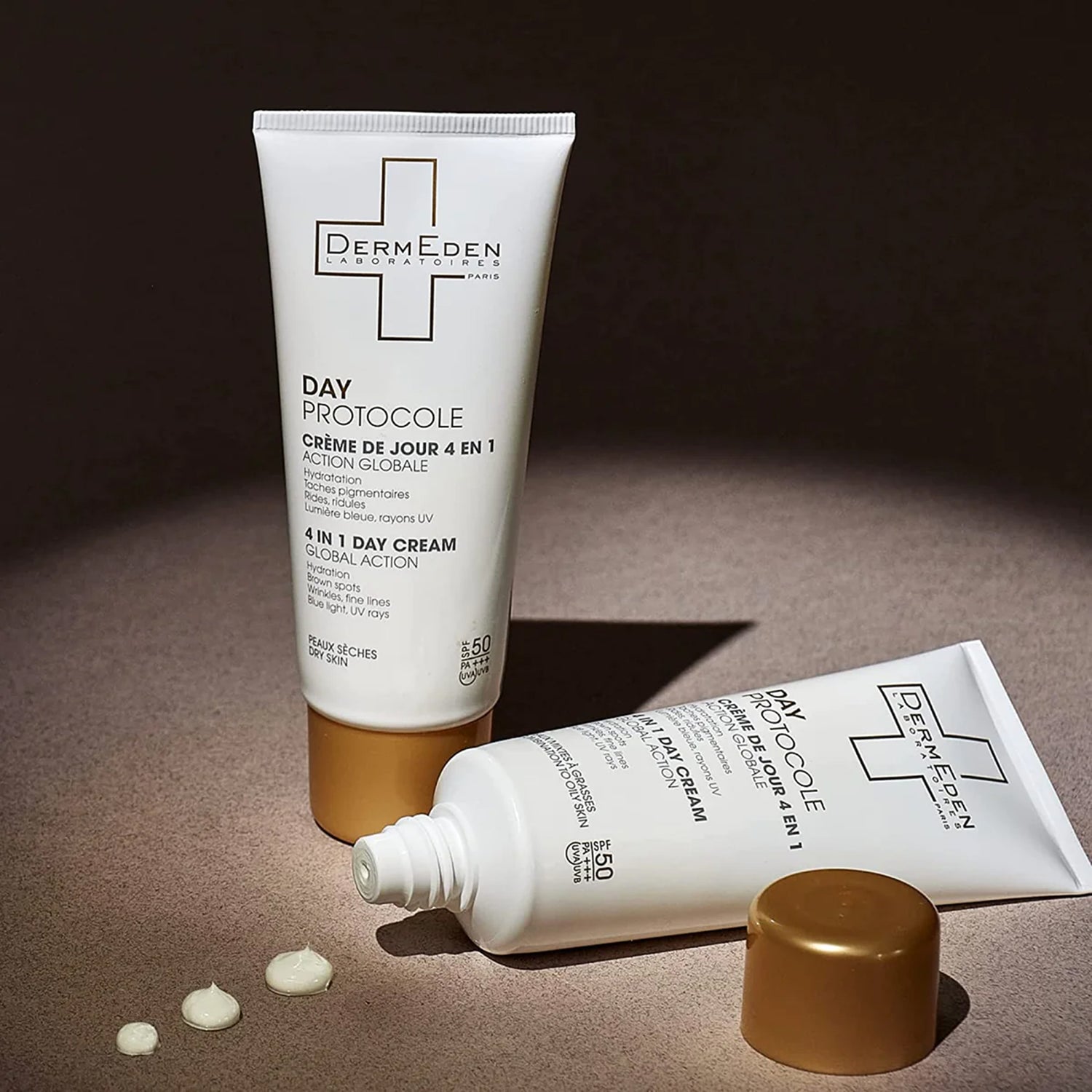 كريم النهار داي بروتوكول جلوبال أكشن 4 في 1 مع SPF 50 للبشرة الجافة