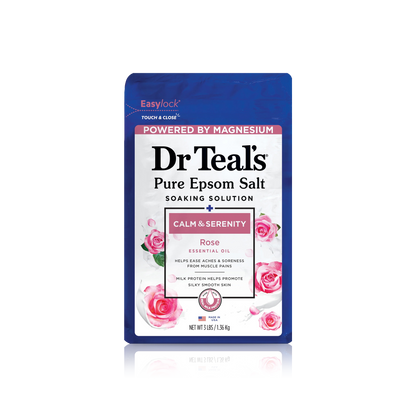 Epsom Salt Magnesium Soak, Calm &amp; Serenity with Rose Essential Oil &amp; Milk Protein