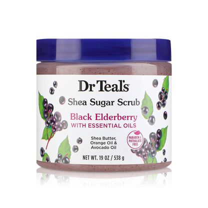 Shea Sugar Body Scrub, Black Elderberry with Essential Oils