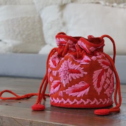 Red pink Bucket bag