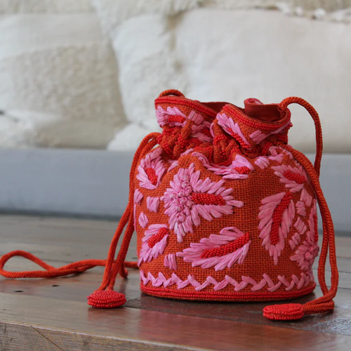 Red pink Bucket bag