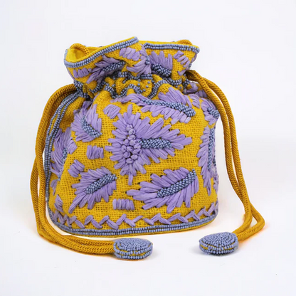 yellow &amp; purple Bucket bag