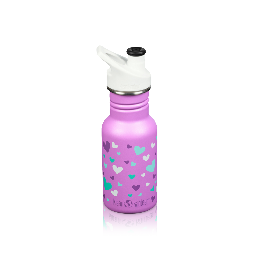 Kid Classic Narrow Neck Flask (w/ Sport Cap) - Orchid Hearts