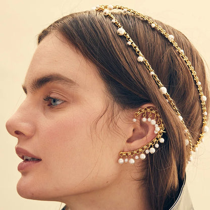 Vintage Pearl Dangle Ear Cuff