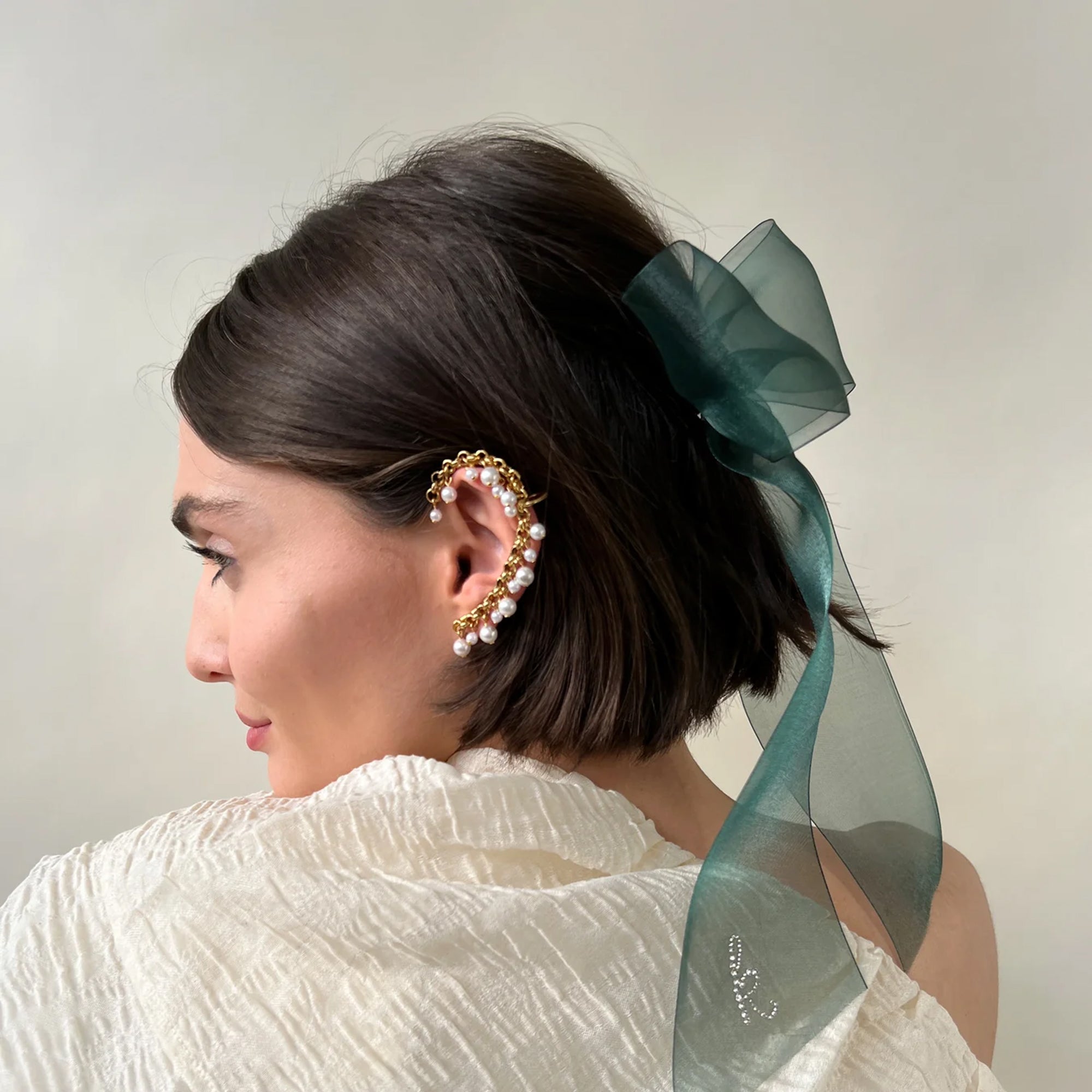 Vintage Pearl Dangle Ear Cuff