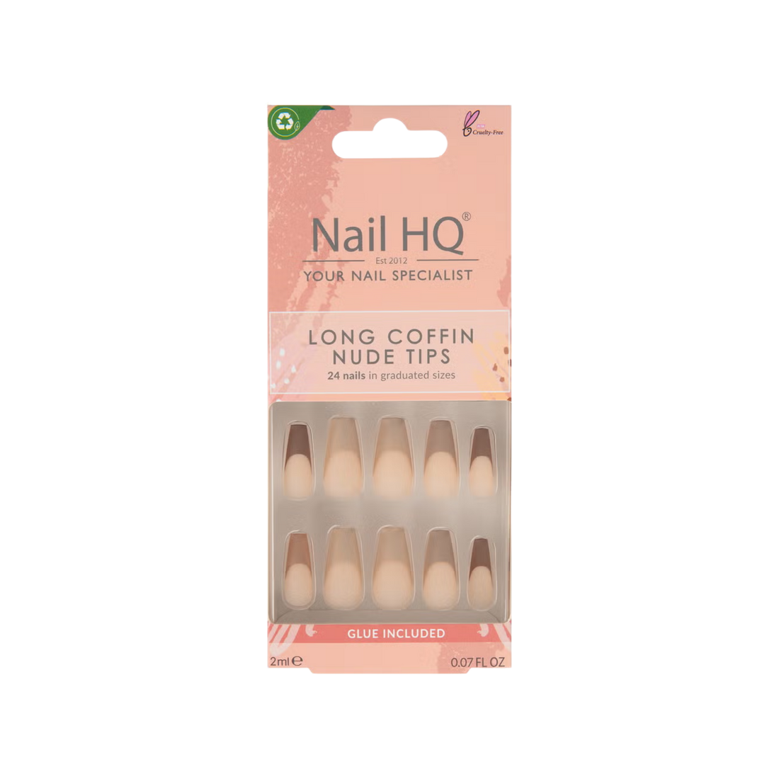 Long Coffin Nude Tip Nails