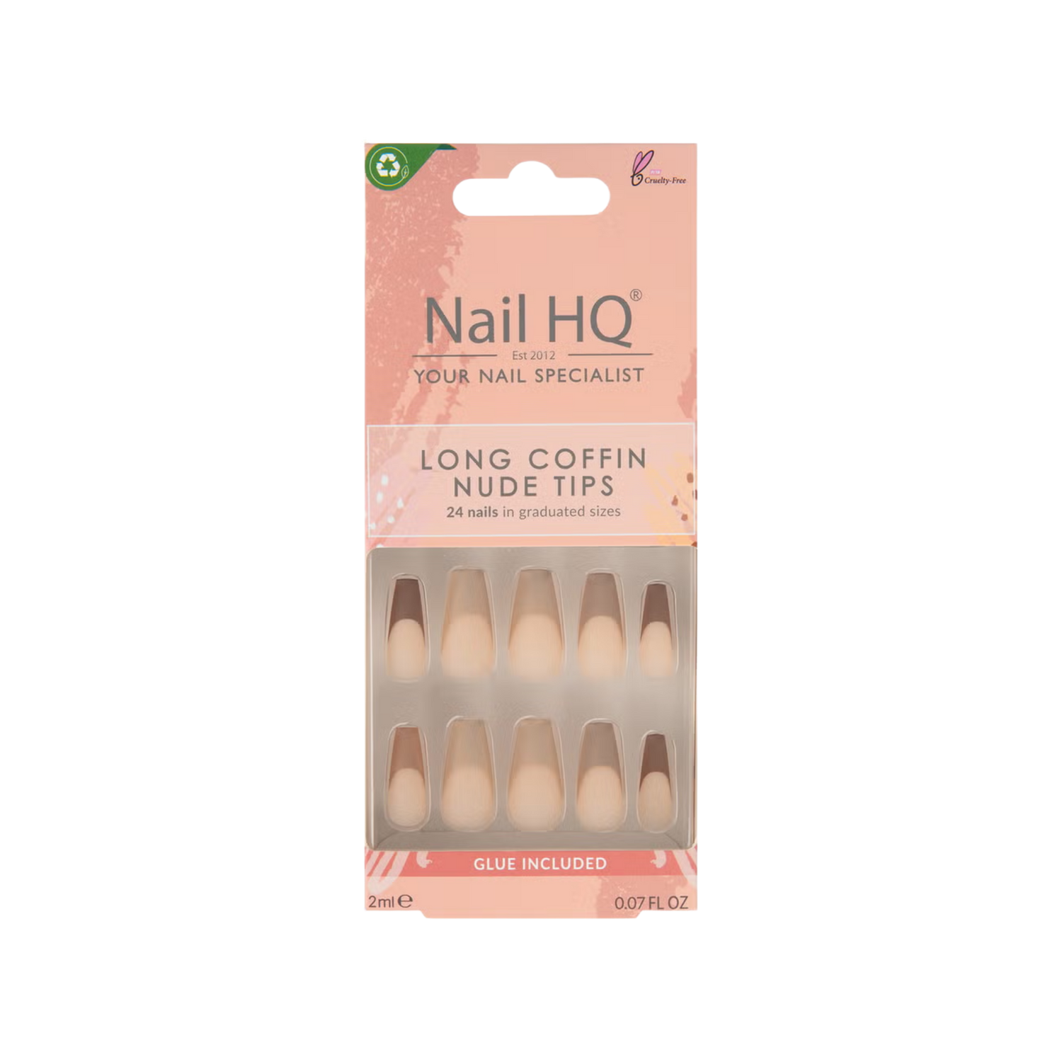 Long Coffin Nude Tip Nails