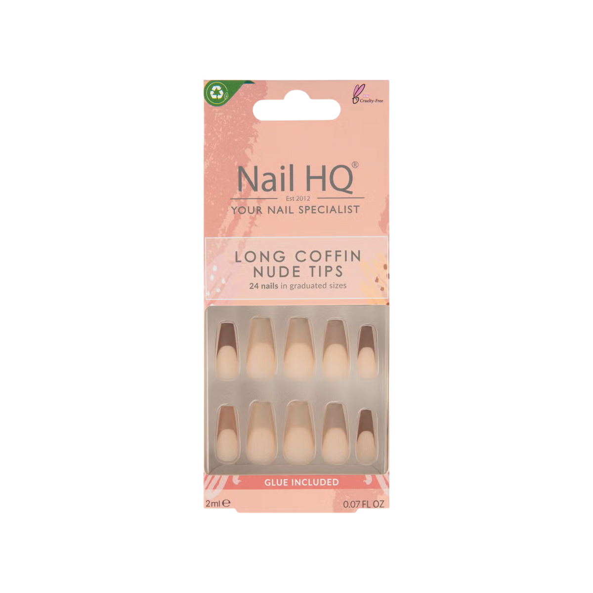 Long Coffin Nude Tip Nails