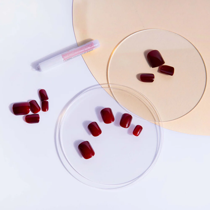 Square Deep Red Nails