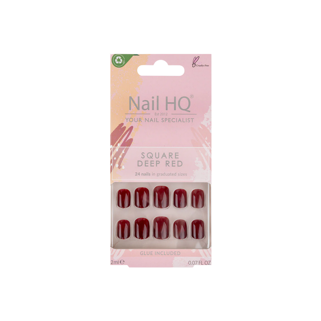 Square Deep Red Nails