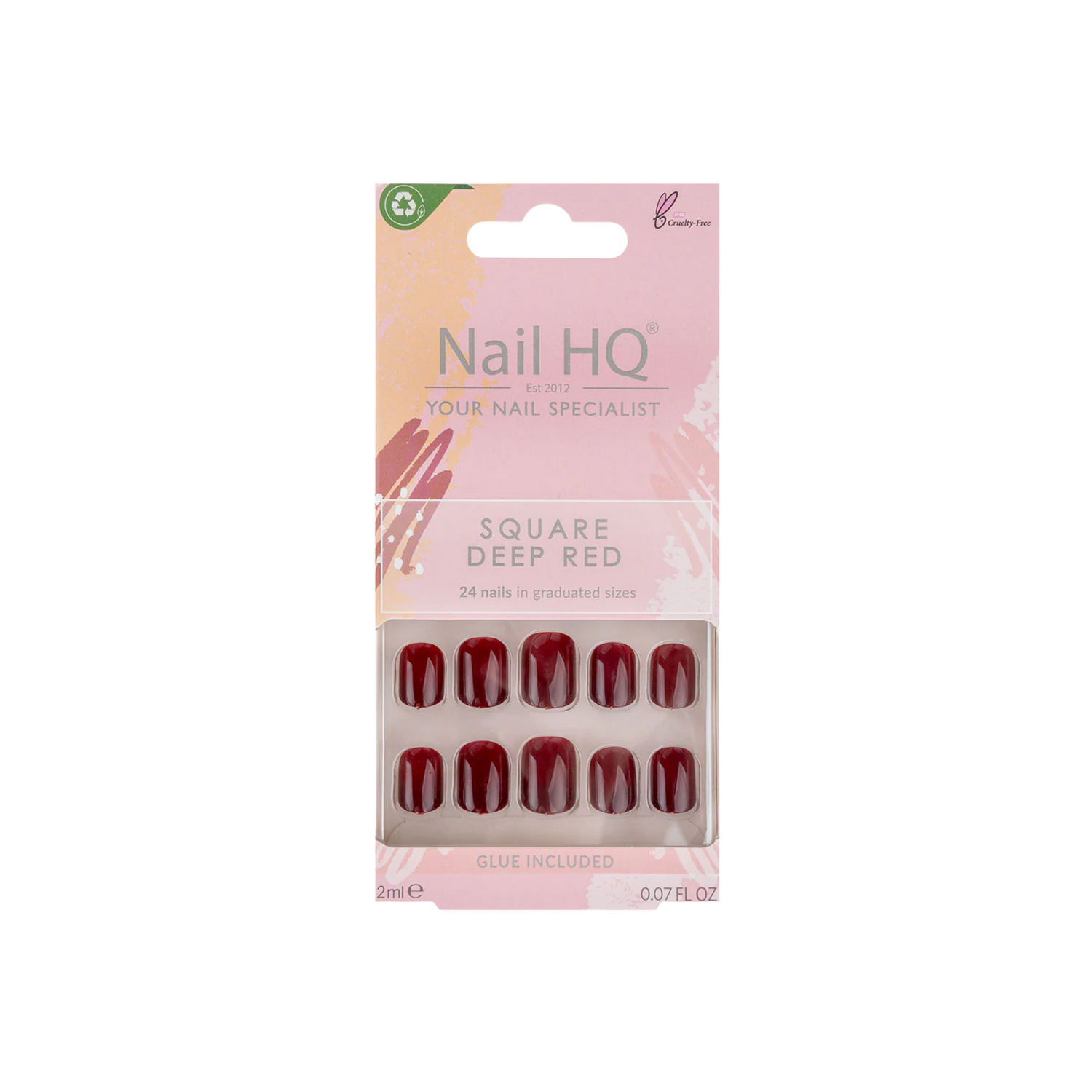 Square Deep Red Nails