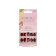 Square Deep Red Nails