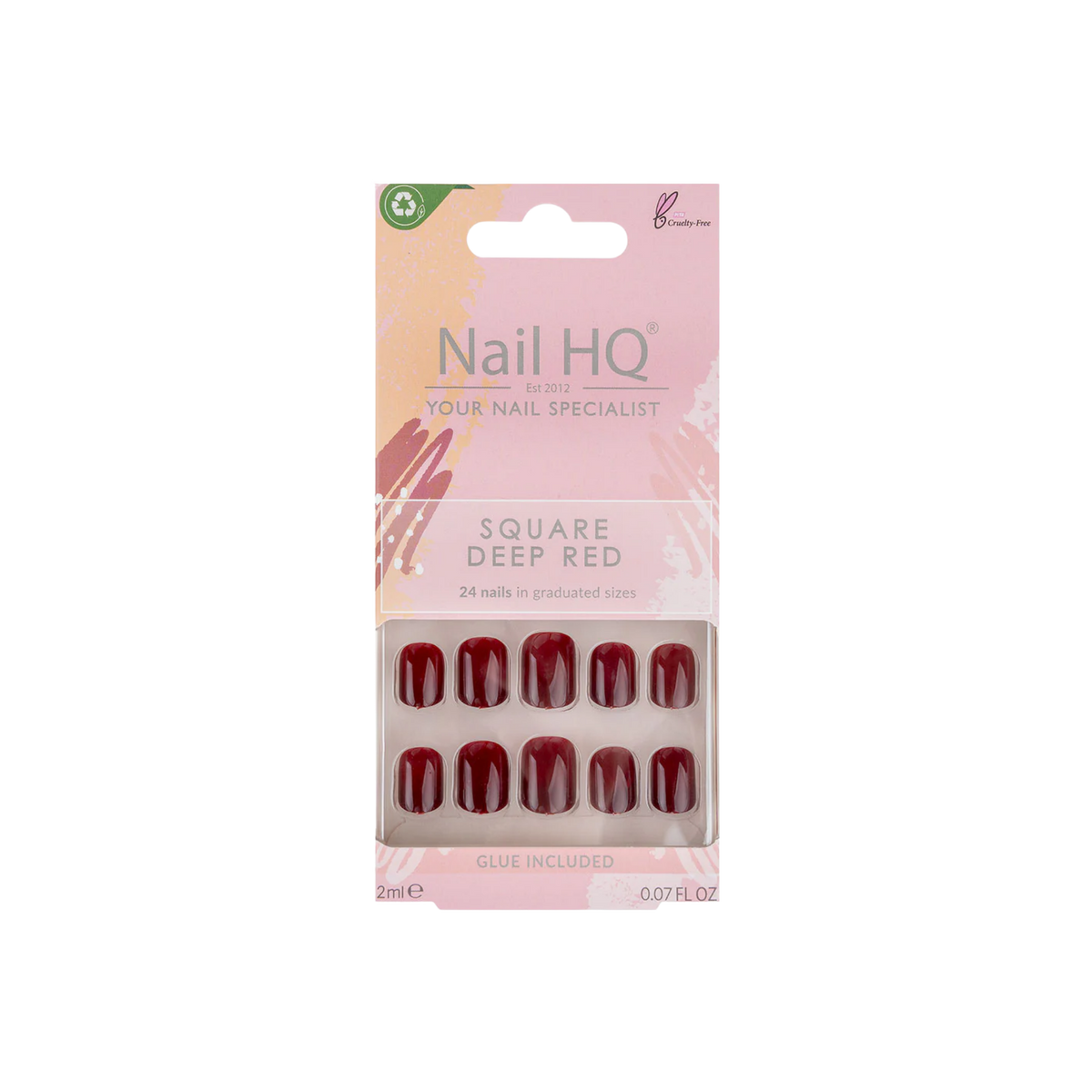 Square Deep Red Nails