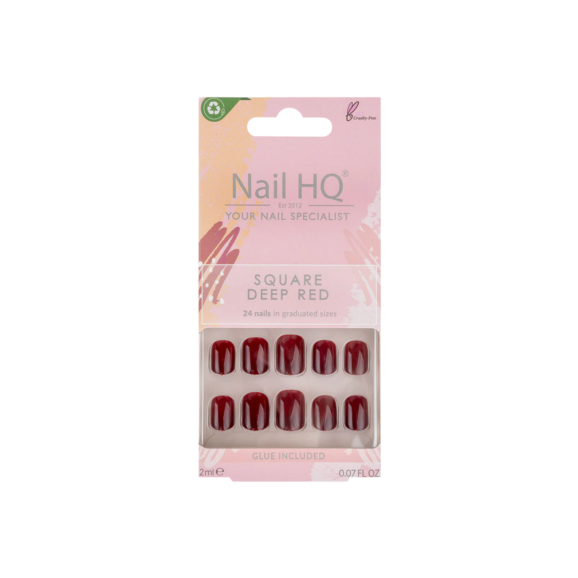 Square Deep Red Nails