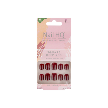 Square Deep Red Nails