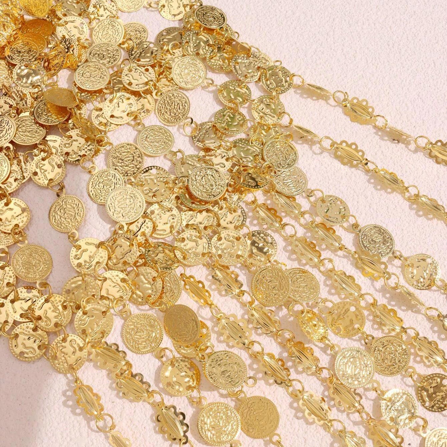 Minimalist Metal Coin Tassel Headpiece