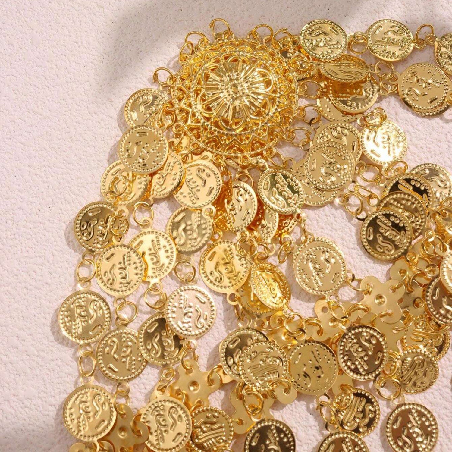 Minimalist Metal Coin Tassel Headpiece