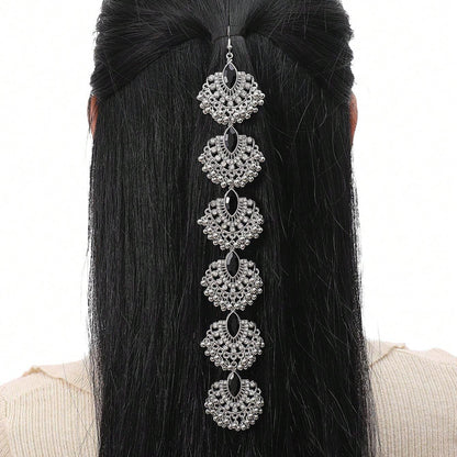 Vintage Retro Style Black Rhinestone Headchain