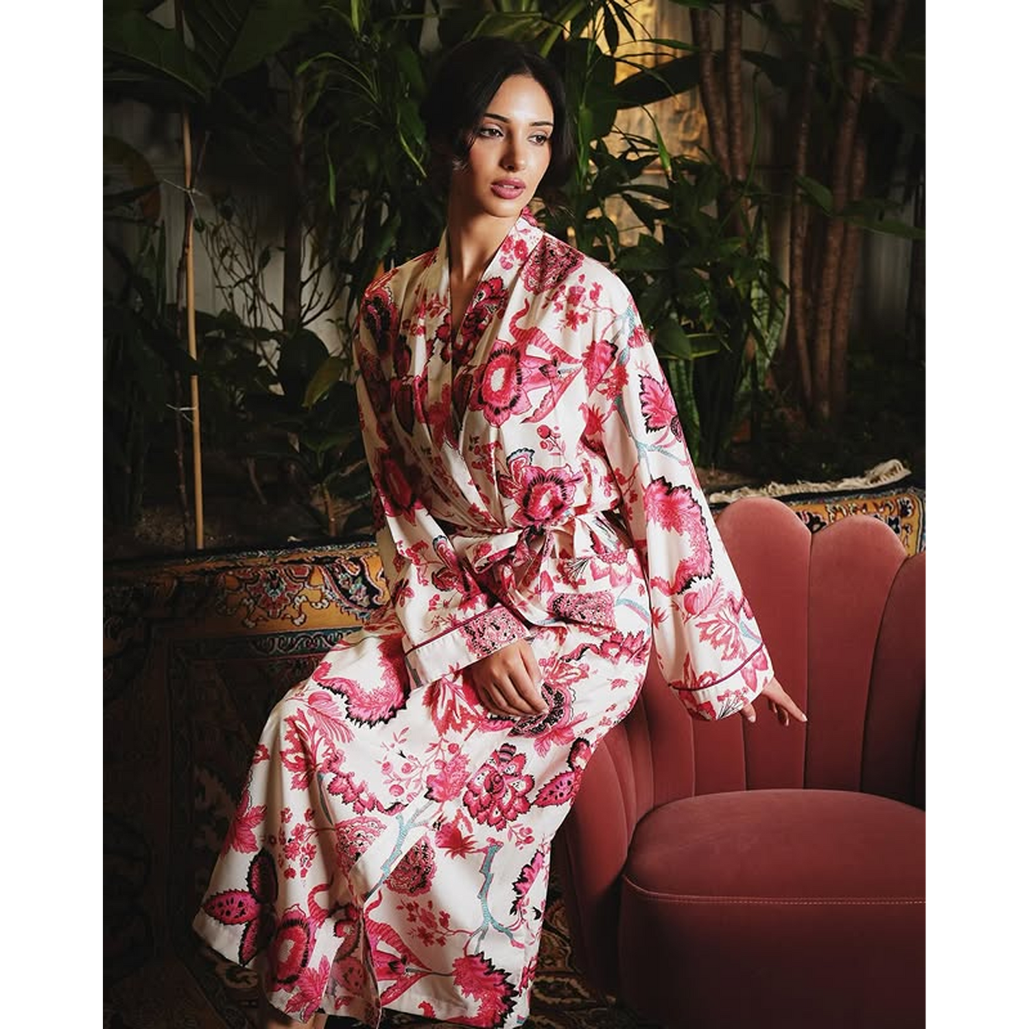 Summer Cotton Robe with a floral pattern