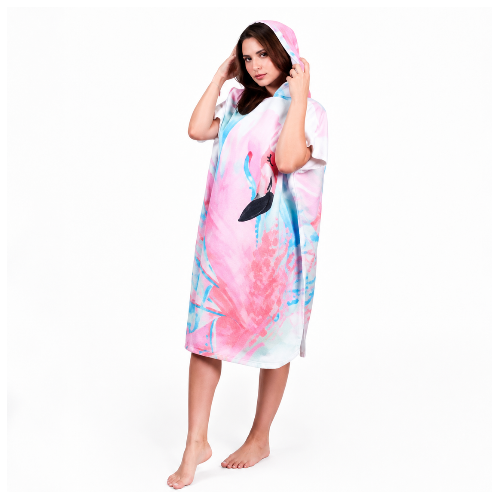 Flamingo Microfiber Beach Poncho