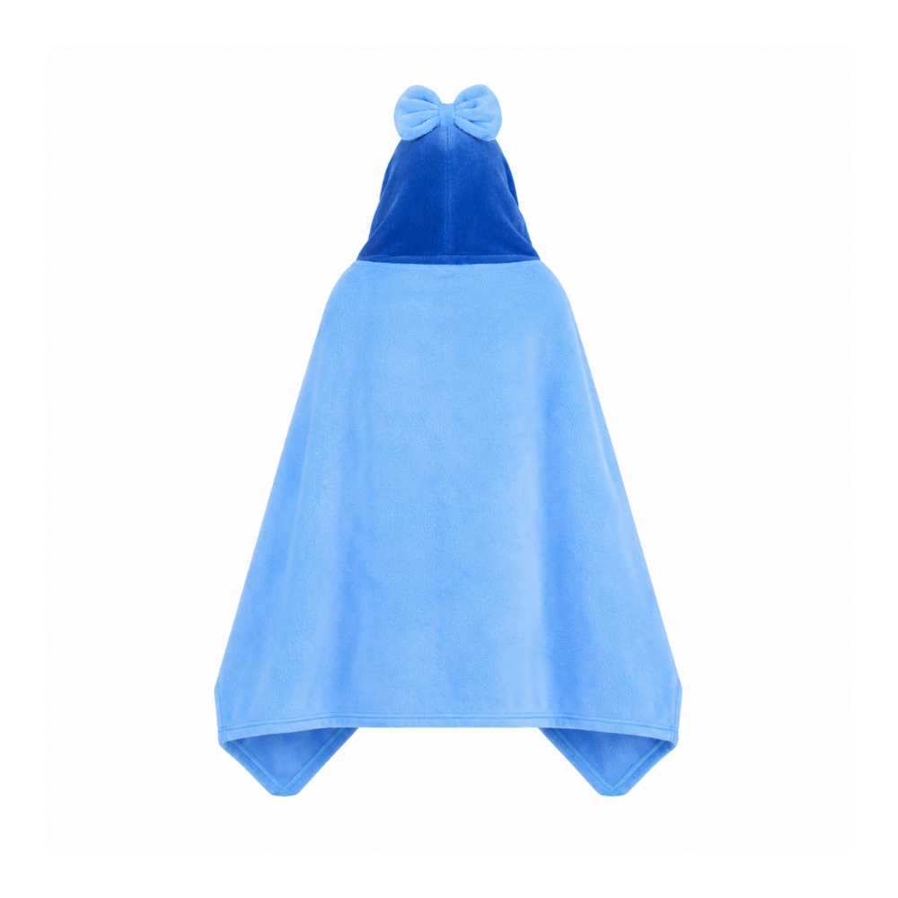 Kids Hooded Microfiber Poncho - Blue