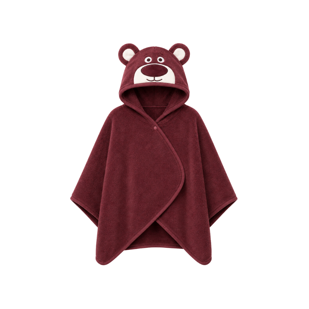 Kids Microfiber Hooded Bath Poncho – Bear Design
