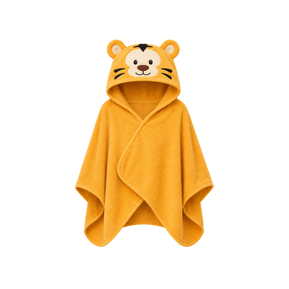 Kids Microfiber Hooded Poncho Towel – Tiger Design