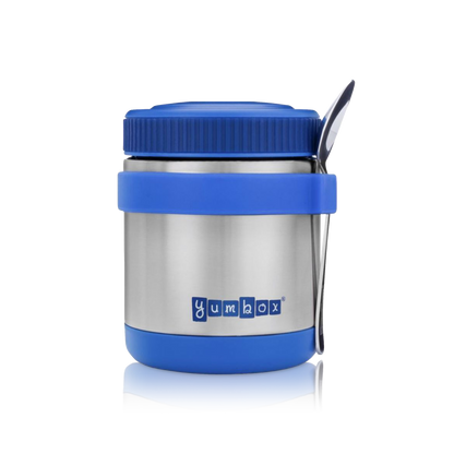 Blue Zuppa Food Jar with Spoon and Band